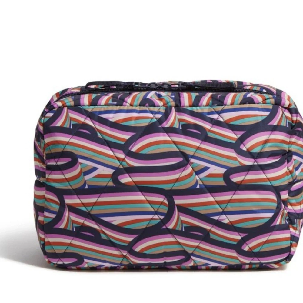 Brand New with tags Vera Bradley XL Cosmetics Bag with Retro Ribbons Design